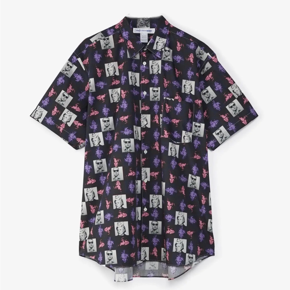 Comme des Garçons Shirt x Andy Warhol Print Shirt – Purple Graphic Button-Up